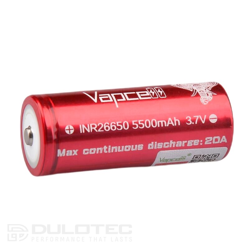 Батерия Vapcell 26650 5500mAh 20A с изпъкнал плюс » Dulotec.BG