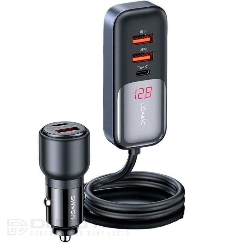 Зарядно за кола, USAMS S-CC213 C40 165W, 2 usb C + 3 usb A PPS, 5 изхода CC213CC01 » Dulotec.BG