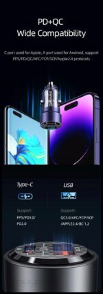 Зарядно за кола, USAMS US-CC208 C39 60W, 1 usb C + 1 usb A, 2 изхода CC208CC01 » Dulotec.BG Зарядно за кола, USAMS US-CC208 C39 60W, 1 usb C + 1 usb A, 2 изхода CC208CC01 » Dulotec.BG