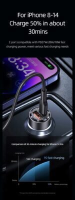 Зарядно за кола, USAMS US-CC208 C39 60W, 1 usb C + 1 usb A, 2 изхода CC208CC01 » Dulotec.BG Зарядно за кола, USAMS US-CC208 C39 60W, 1 usb C + 1 usb A, 2 изхода CC208CC01 » Dulotec.BG