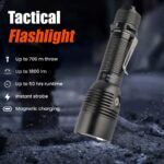 Тактически фенер Dulotec Guardian, 1800 лумена, 700 метра, 5200 mAh батерия, магнитно зареждане, калъф » Dulotec.BG