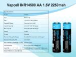 Батерия Vapcell P1422A 14500 2250mAh 1.5V AA със защита и USB-C зареждане » Dulotec.BG