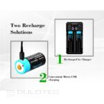 Батерия Vapcell P1608A 16340 800mAh със защита и Micro USB зареждане » Dulotec.BG