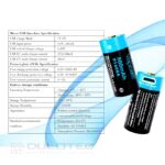Батерия Vapcell P1608A 16340 800mAh със защита и Micro USB зареждане » Dulotec.BG