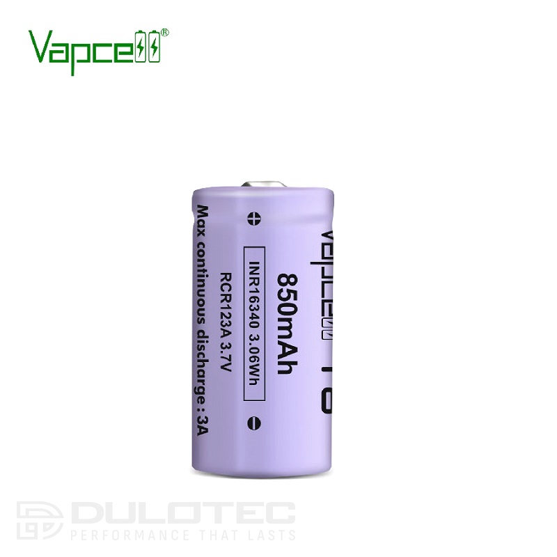 Батерия Vapcell 16340 T8 850mah 3A » Dulotec.BG