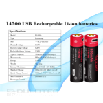 Батерия Vapcell P1409A 14500 950mAh със защита и Micro USB зареждане » Dulotec.BG