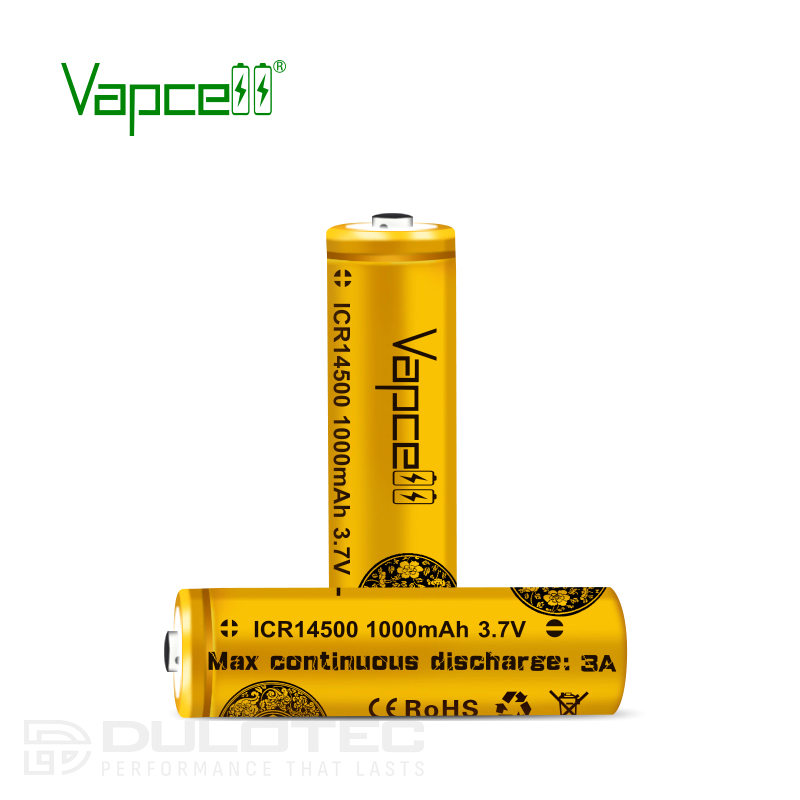 Батерия Vapcell 14500 1000mAh 3А с изпъкнал плюс » Dulotec.BG