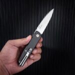 Сгъваем нож SRM 408L-KB - дръжка от G10 с карбоново покритие и 14C28N стомана » Dulotec.BG