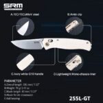 Сгъваем нож SRM 255L-GT - дръжка от G10 и 10Cr15MoV стомана » Dulotec.BG