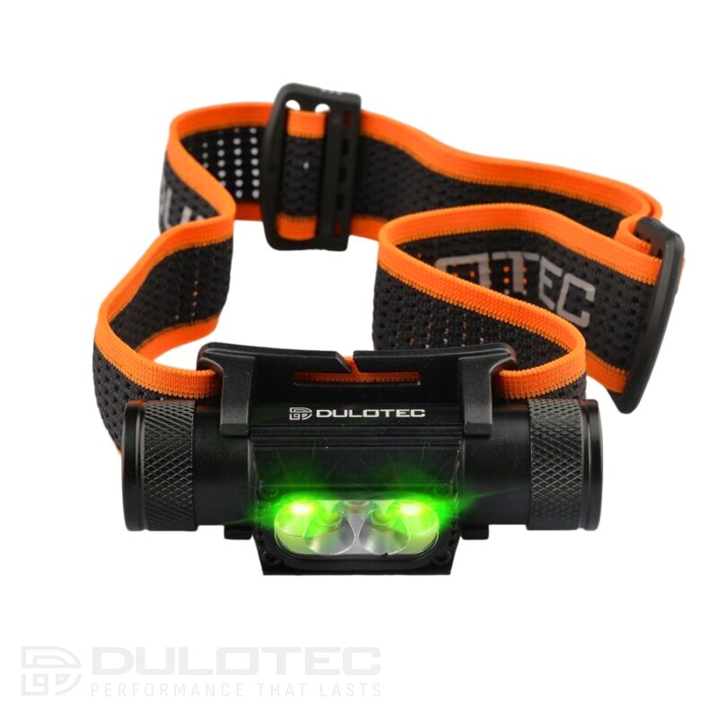 Мощен челник Dulotec H5 + батерия 3400 mAh, с бяла и зелена светлина » Dulotec.BG