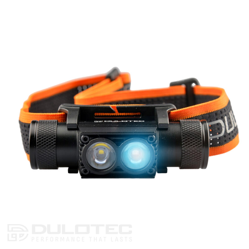 Мощен челник Dulotec H4 Pro V2.0 + батерия 3400 mAh, с бяла и синя светлина » Dulotec.BG