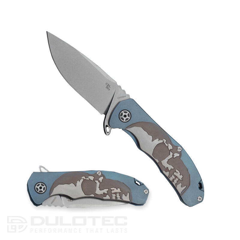 Тактически сгъваем нож CH KNIVES 3504 M390 Titanium Blue » Dulotec.BG