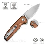 Сгъваем нож CIVIVI Mini Shakan Nitro-V кафяв алуминий » Dulotec.BG