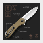 Сгъваем нож Civivi Elementum D2 Micarta Olive 75mm » Dulotec.BG